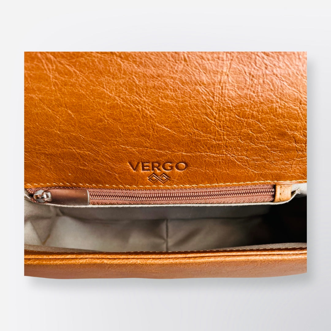 Woven Leather Flap Bag Tan