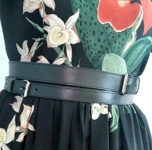 Double Leather Belt Black